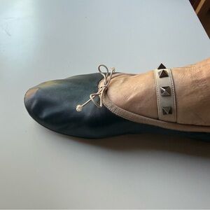 Valentino Black Studded strap Women's Ballet Flats